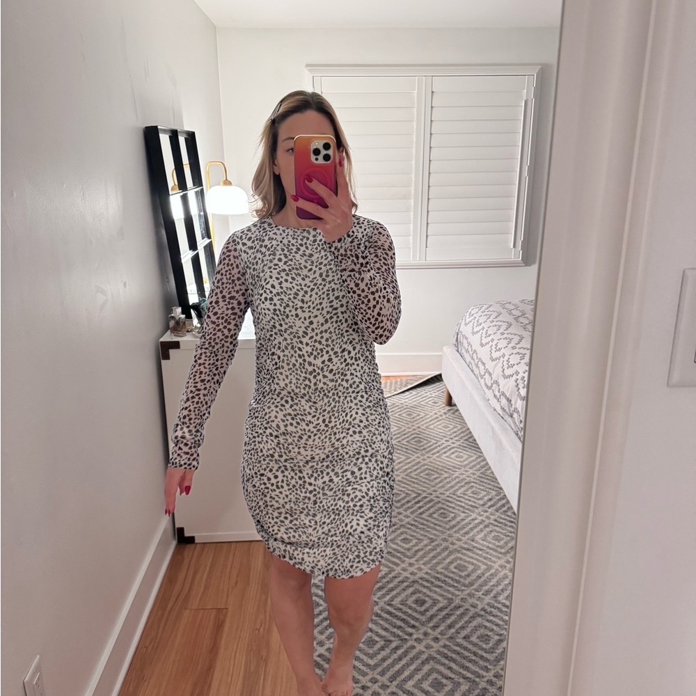 Reformation White and Black Long Sleeve Dress